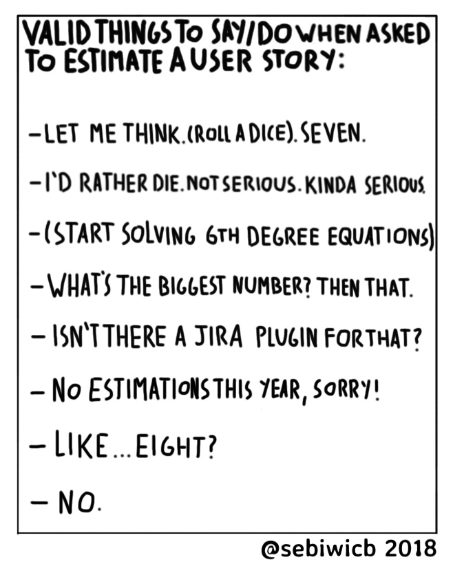 There are many valid, snarky responses you can use when someone asks you to estimate a user story.