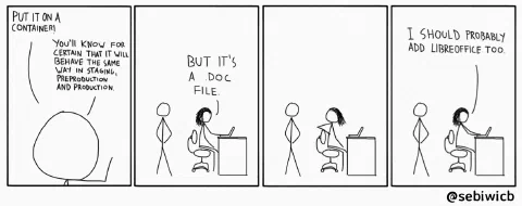 Let's put a .doc on a container. Is it a good idea? We'll also need Libreoffice in order to read it.
