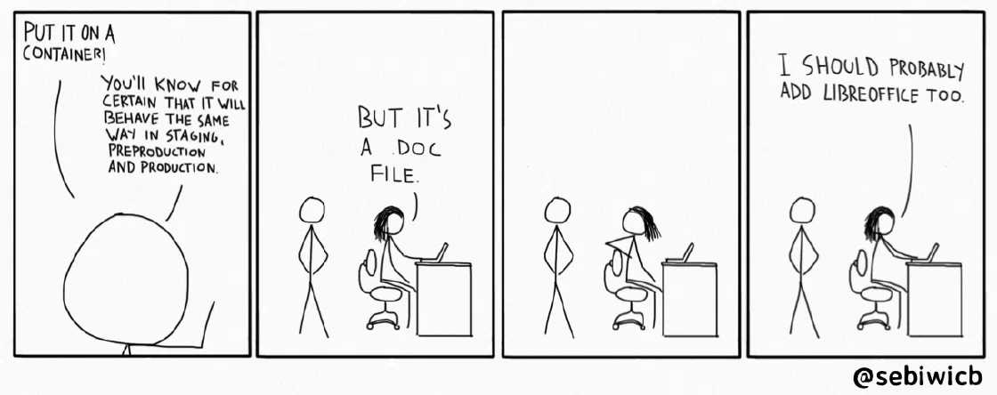 Let's put a .doc on a container. Is it a good idea? We'll also need Libreoffice in order to read it.