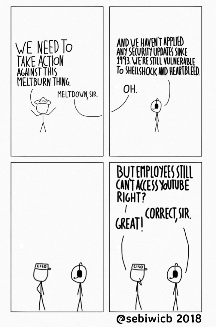 I haven't applied any security patches since 1993, but at least my employees can't open YouTube, right?