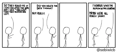 Isn't it weird to being asked to delete your data, then not doing it afterwards? It is a technique known as the 'Oxford Investigativa'.
