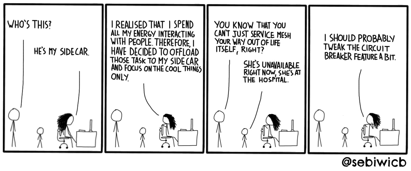 I'll probably end up getting a sidecar for human interations one of these days. Like a human service mesh.