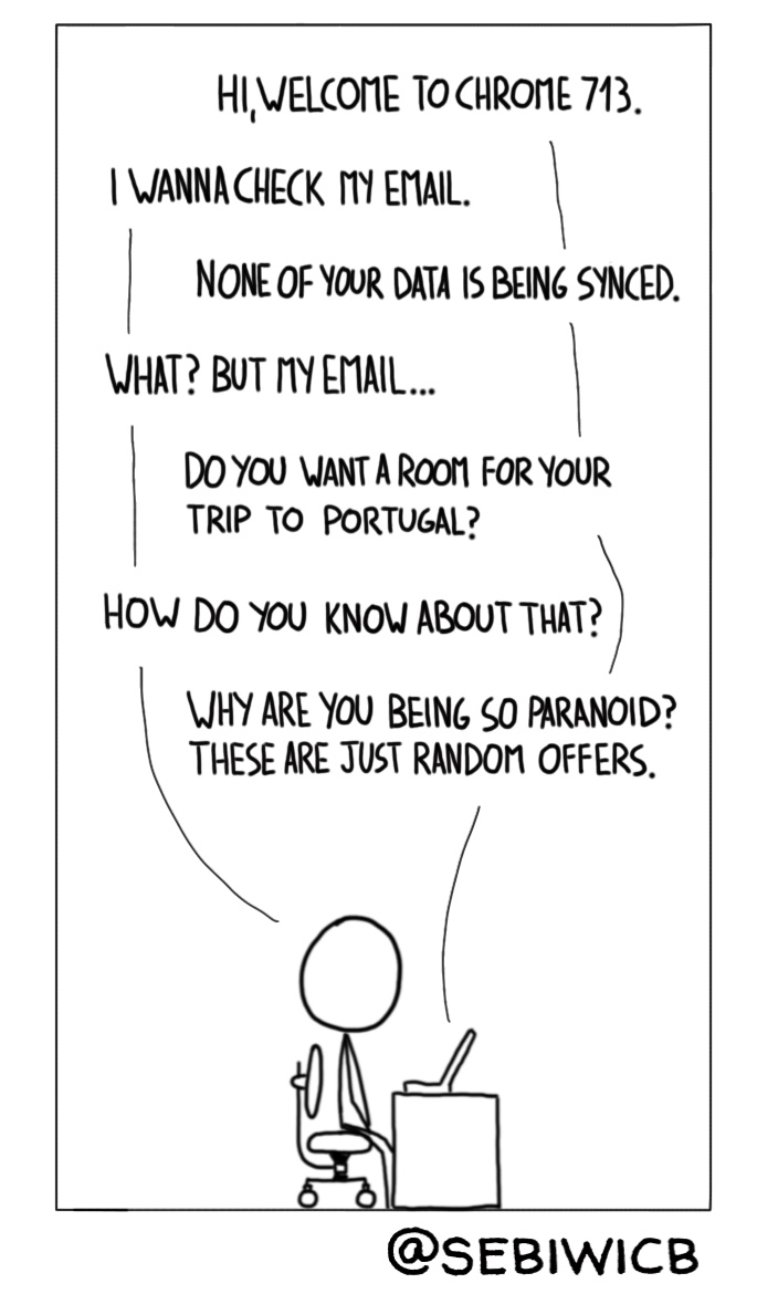 I'm having a hard time trusting Chrome nowadays. Specially since all these offers started popping in my email.