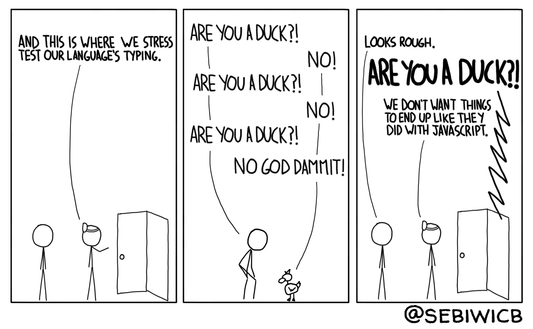 I wonder how they test static language typing. Probably stress tests?