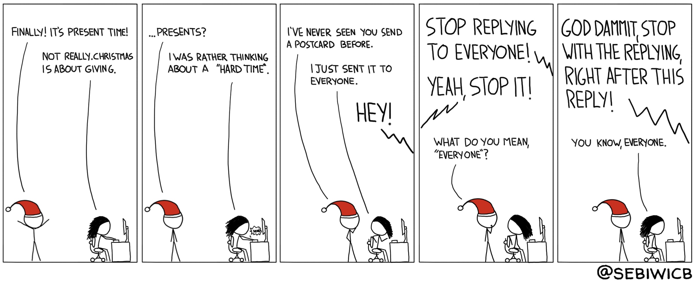 Christmas is about giving. Does giving 'a hard time' count? I'm thinkin about a nice Reply Allpocalypse, for instance.