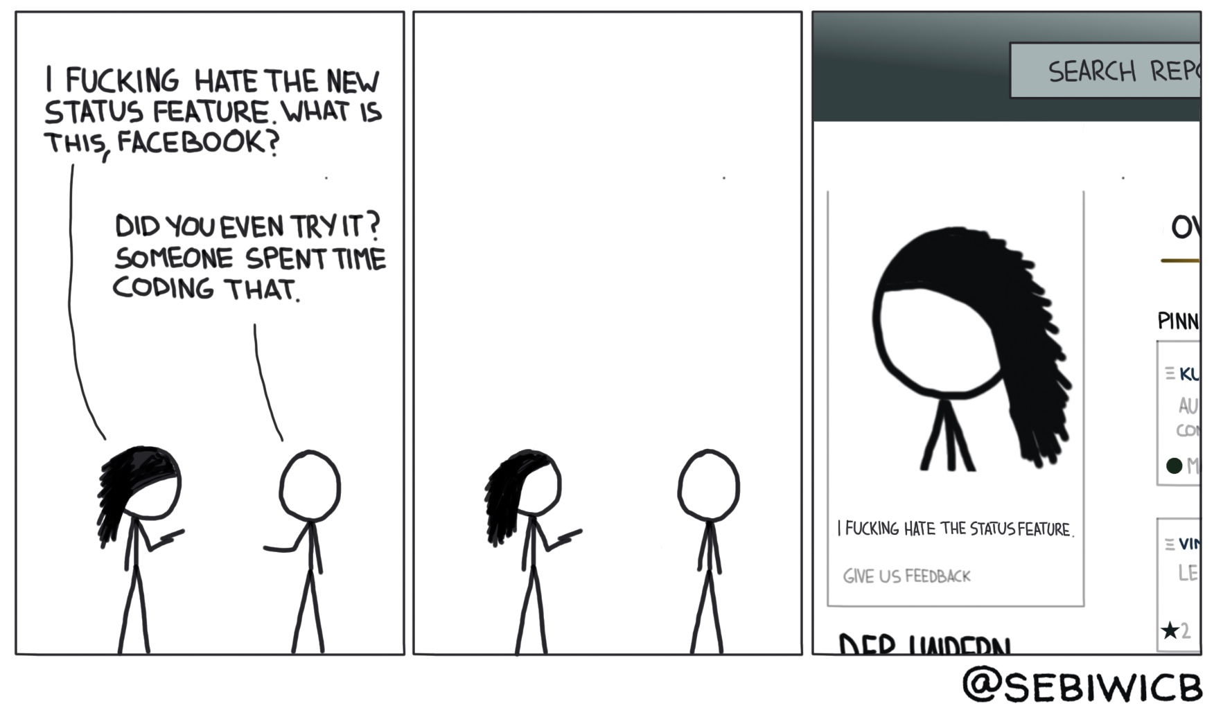 Why did they add the status feature to GitHub? What is this, Facebook?